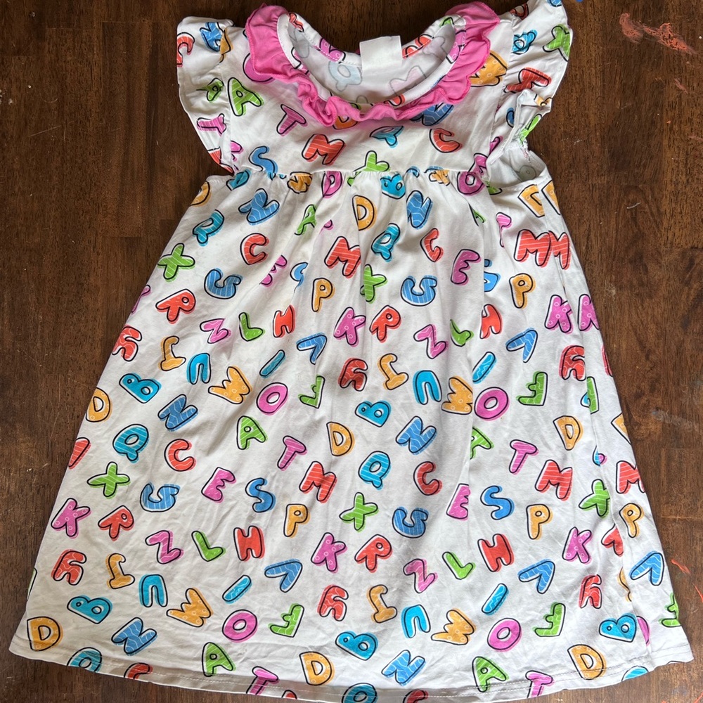 Colorful Alphabet Print Kids Casual Dress